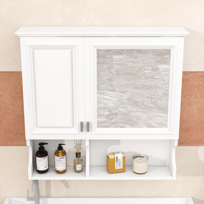 Armoire à pharmacie murale élégante avec miroir, étagère réglable et rangement caché
