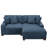 2 - Piece Upholstered Navy Corduroy Modular Sectional Sofa with Pillow Back and Solid Wood Legs-114543672