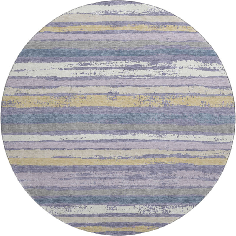 Premium Machine Washable Jahnke AMF1019 Stripes Rug, Round 8'