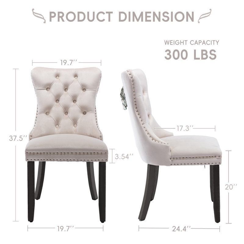 Modern Velvet Dining Chairs Dining Room Chairs Set of 4, Black, Beige