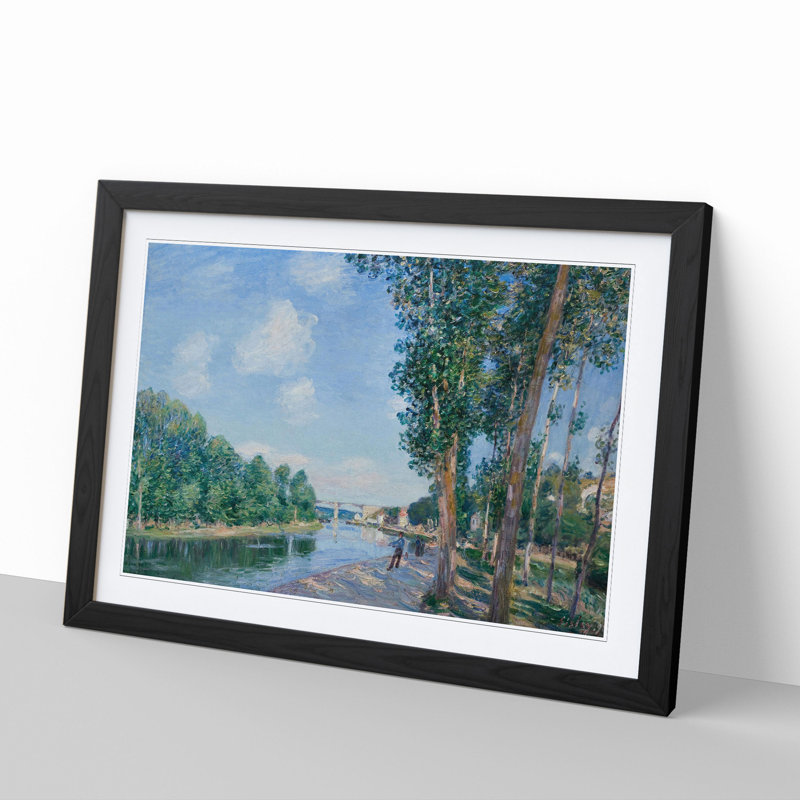 June Sunshine by Alfred Sisley - Picture Frame Painting, 48cm H x 65cm W x 2cm D, Black Framed