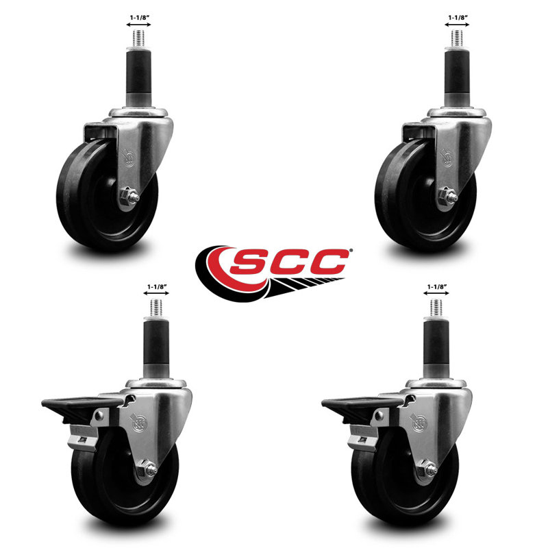 Ensemble de roulettes phénoliques pivotantes à roulettes extensibles 2 freins SCC PLB 4 po x 1-1 / 8 po