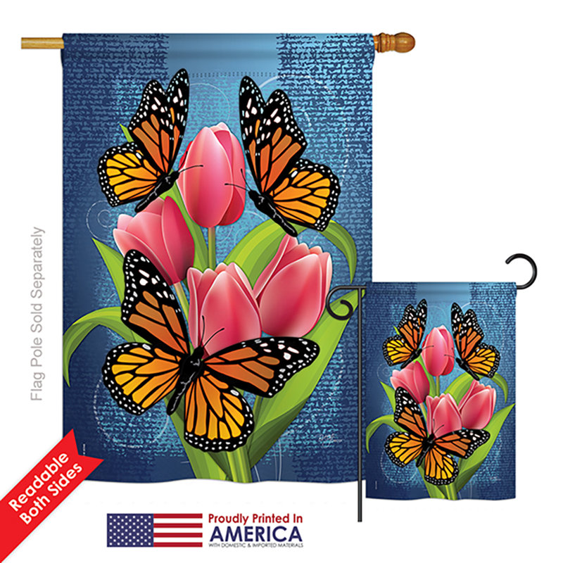 Papillons de jardin 2 côtés 40 x 28 po monarch ensemble de drapeau