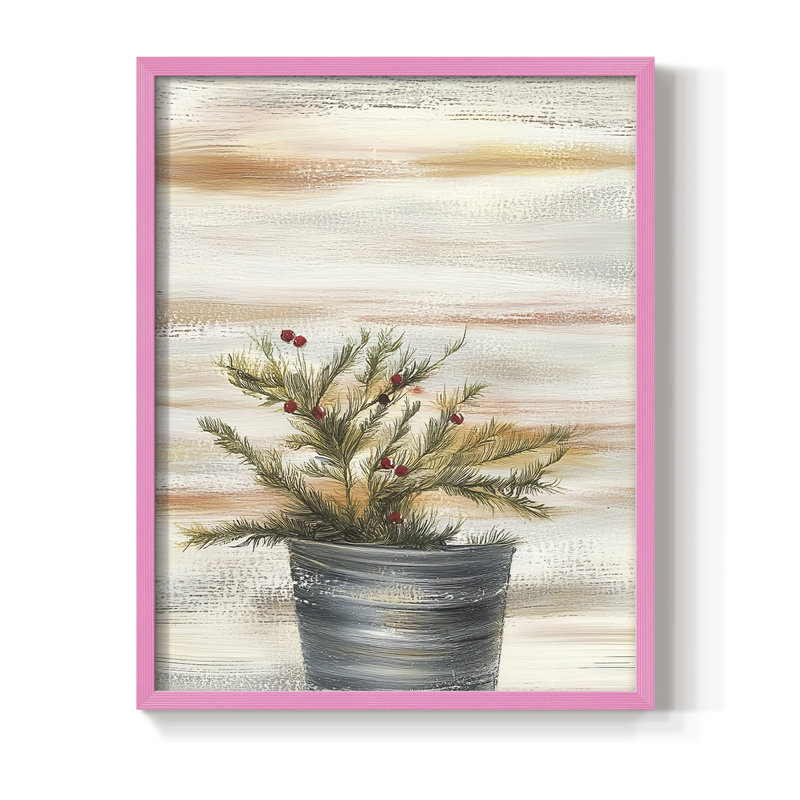 «Christmas Holiday Art DCCXLII», reproduction d'art encadrée - bois massif, H 11 po x l 9 po, Rose