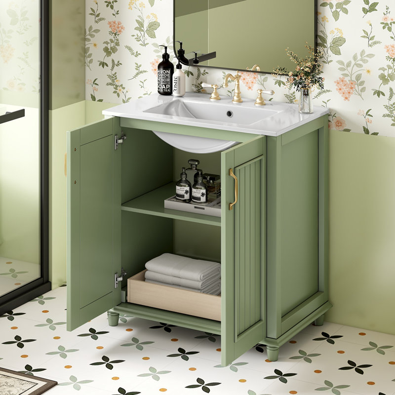 Ensemble de meuble-lavabo autoportant avec tiroir caché