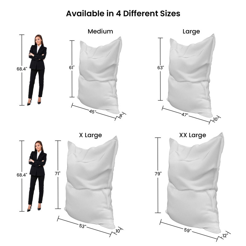 Outdoor Bean Bag Bed Lounger Cover (Bag Only,Medium), Beige Polyester, 8" H x 45" W x 61" D