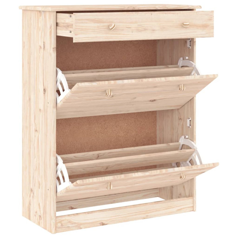 4 Pair Solid Wood Flip Down Shoe Storage, Brown