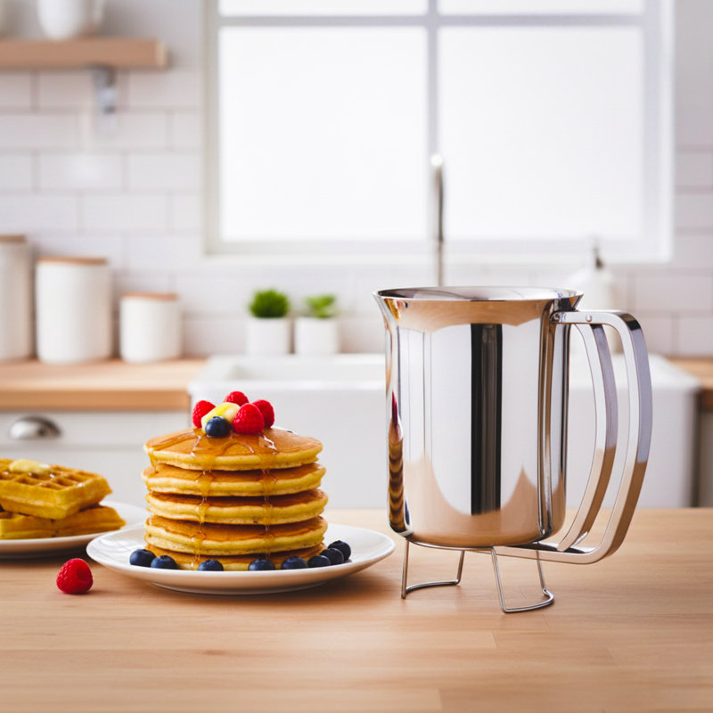 Pancake Batter Dispenser - Gourmet Stainless-Steel Pourer - Perfect for Baking Cupcakes, Waffles, Cakes, and Muffins - No Drip Dispenser