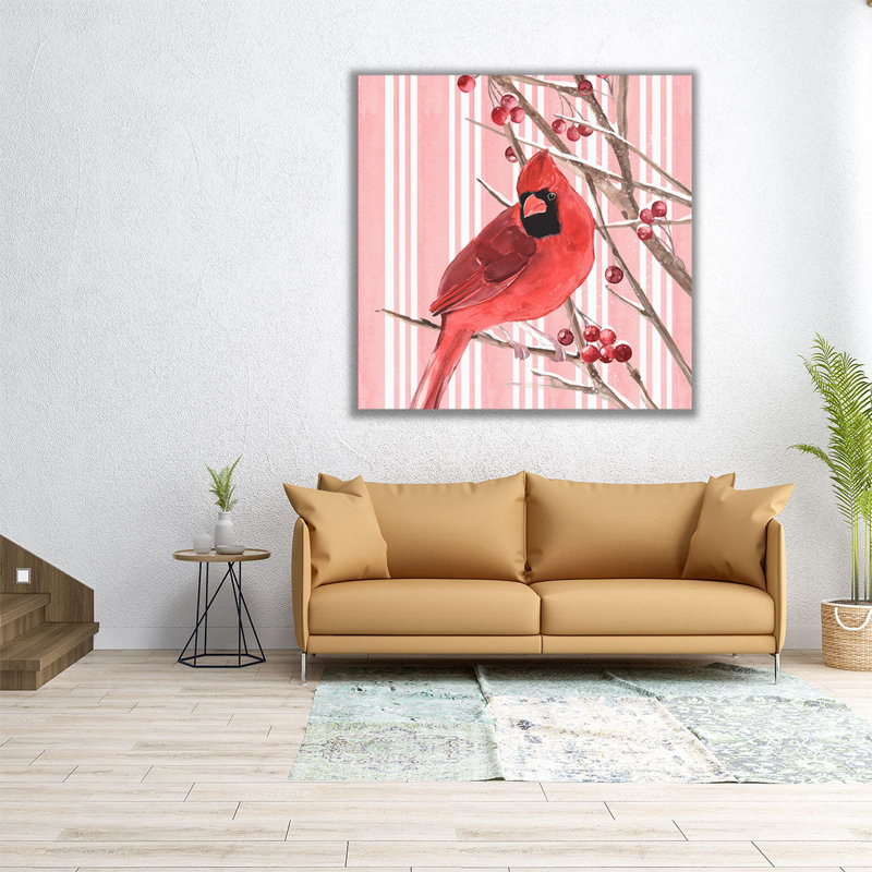 «Winter Cardinal I», reproduction d'art sur toile, H 24 po x l 24 po