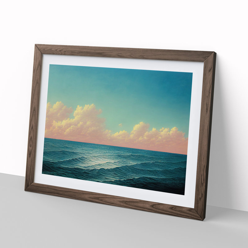 XH1022-2012X Clouds Above The Sea - Single Picture Frame Print, 46cm H x 64cm W x 2cm D, Walnut
