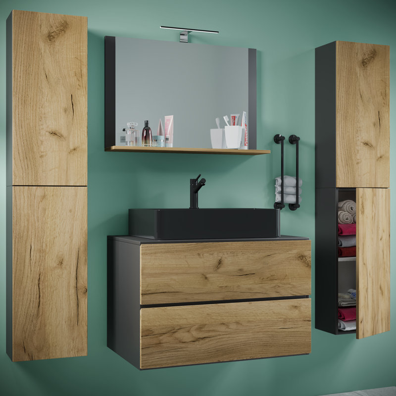 Bathroom Furniture Suite, Brown / Black