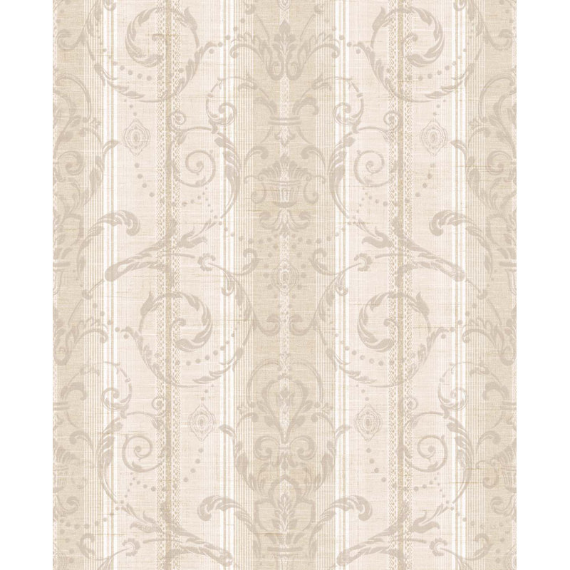 Rouleau de papier peint L 33 pi x l 20,5 po Makale, Lin métallique / crème