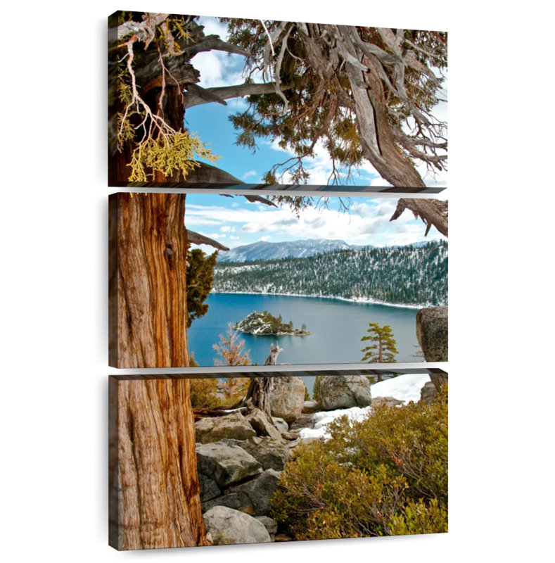Point de vue d'hiver d'Alvord Lake Tahoe, H 38 po x l 24 po