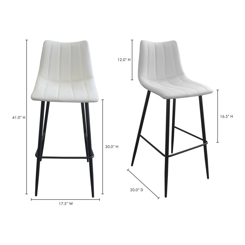 Finnigan Counter & Bar Stool, Ivory/Faux Leather, Bar Stool (30" Seat Height)