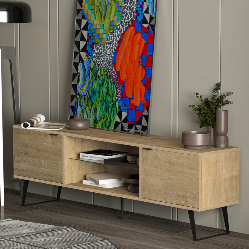 Jacob Mid Century Modern Tv Stand Up To 80', Oak