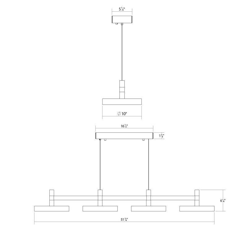 Satin Aluminum 4-Light LED Linear Pendant