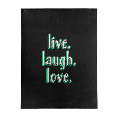 Tapis en poly-chenille style tableau noir style "live" love quote