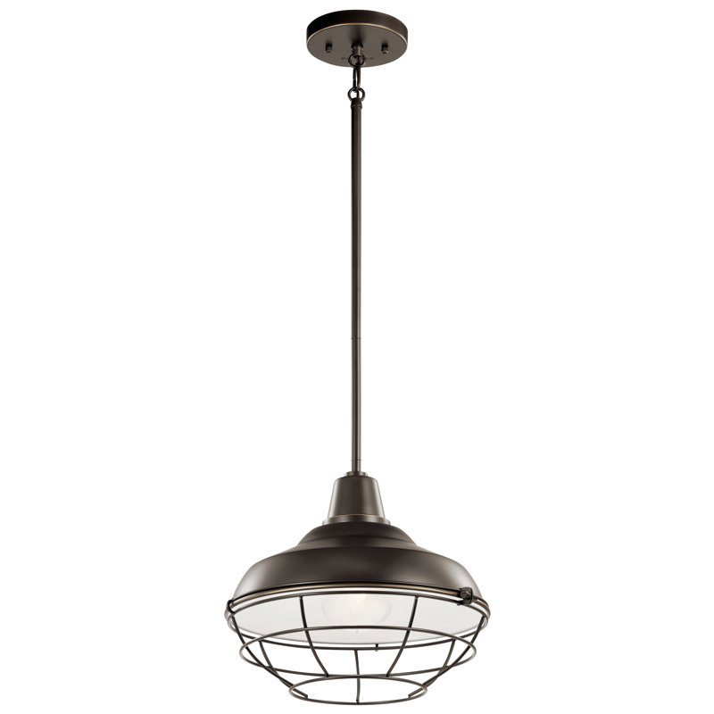 Luminaire suspendu d'extérieur Helmtrud / semi-encastré 1Lt, H 47 po x l 12,5 po x P 12,5 po, Bronze vieilli