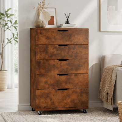Commode mobile à 5 tiroirs avec roulettes