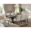  9-piece dining set includes a dinner table & 8 Cream Linen Fabric dining chairs & black legs with Button Tufted Back - Sand Blasting Black finish.-737156495-737156494-708555917