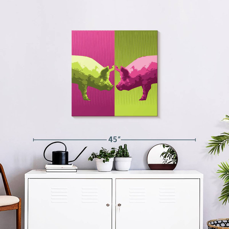 Brampt Neon Pigs, 24" H x 24" W