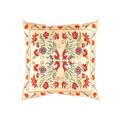 TS 304 Ivory Suzani Turkish Pillow