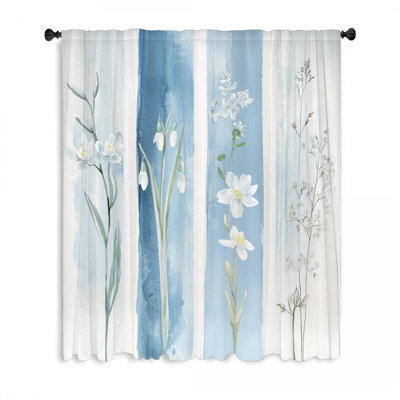 Wildflowers Window Curtains, Floral Blockout & Sheer Curtains - 1 Panel