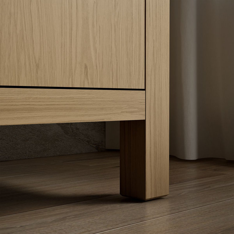 Kresla 60 In. Bathroom Vanity Cabinet With Sinks And Quartz Top, Light Oak, 60", Matte Black