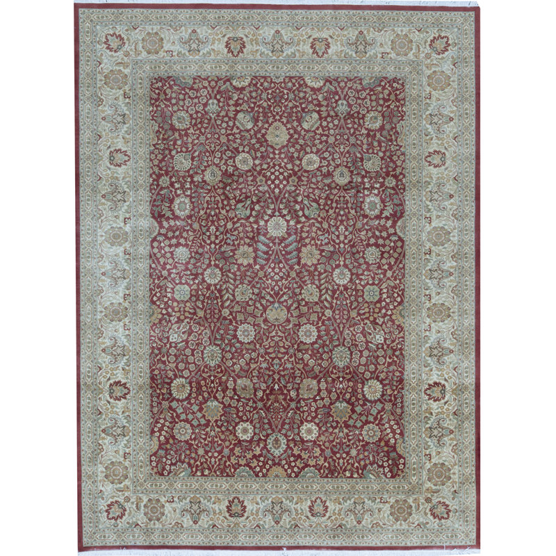 Tapis rouille et ivoire de haute qualité noué à la main