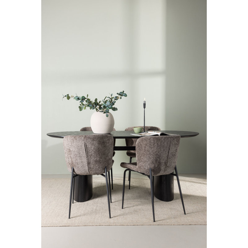 Cloutier 4 - Person Dining Set, Dark Grey, Dark Grey, Black