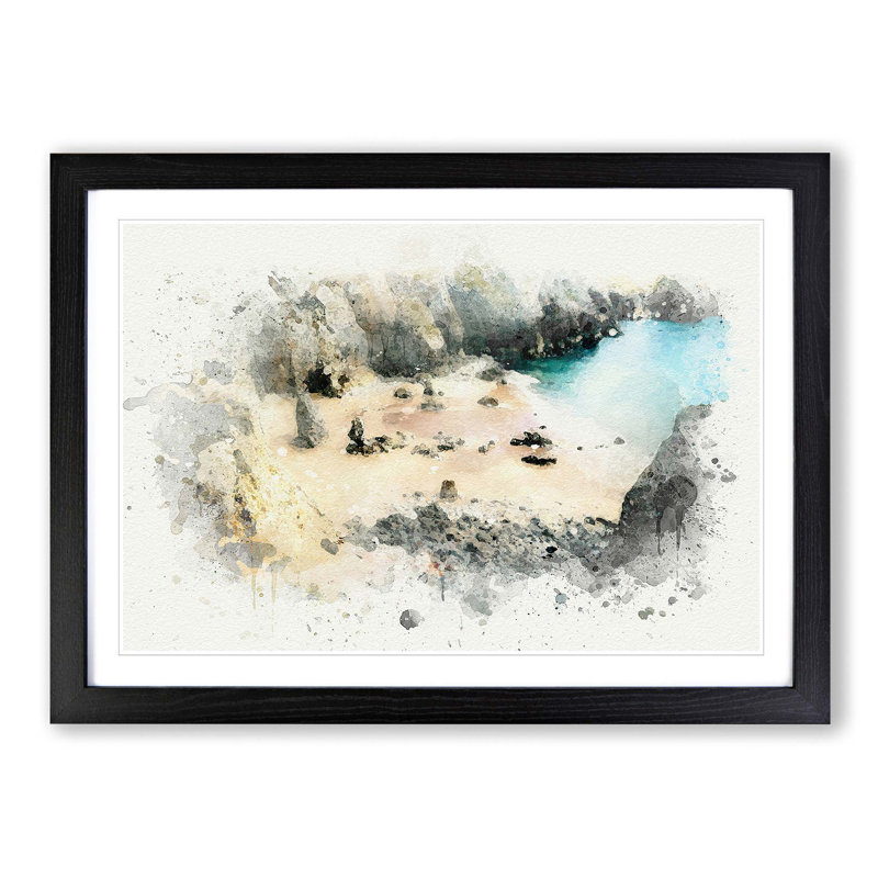 Flimstone Bay in Wales in Abstract - Picture Frame Graphic Art Print, 27cm H x 36cm W x 2cm D, Black Framed