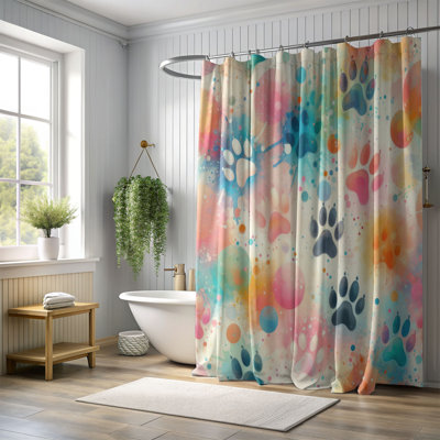 Dog Paw Paint Blots - 1 Piece Standard Shower Curtain