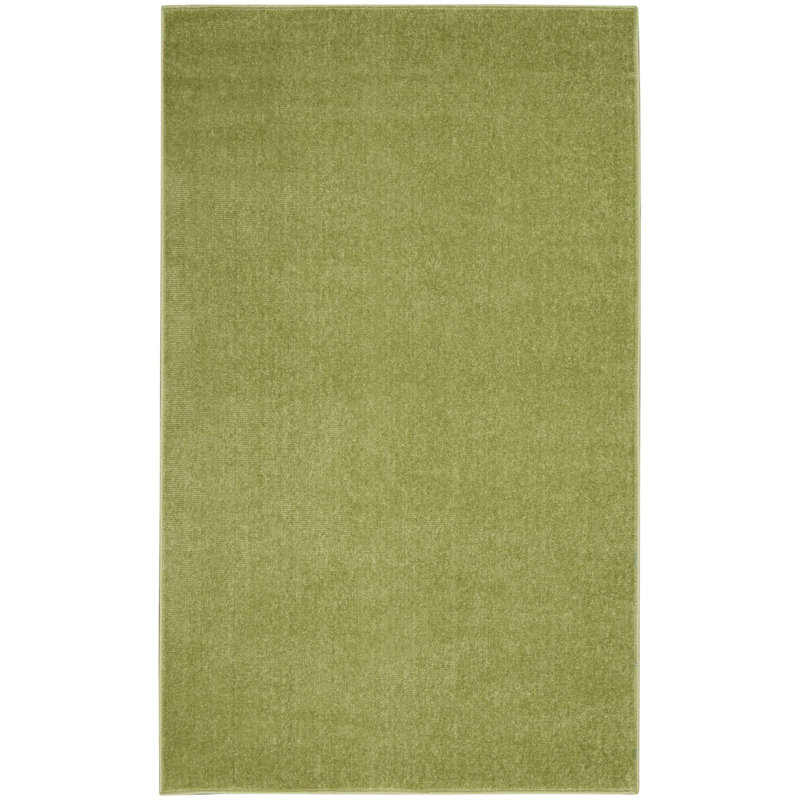 Mullican Sandy Solid Green Easy Care Indoor/Outdoor Area Rug, Rectangle 3' x 5'