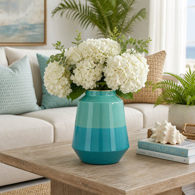 Modern Sleek Tapered Metal Flower Vase for Vanity Area - Decorative Tall Home Decor Accent for Entryway and Table Display - Green