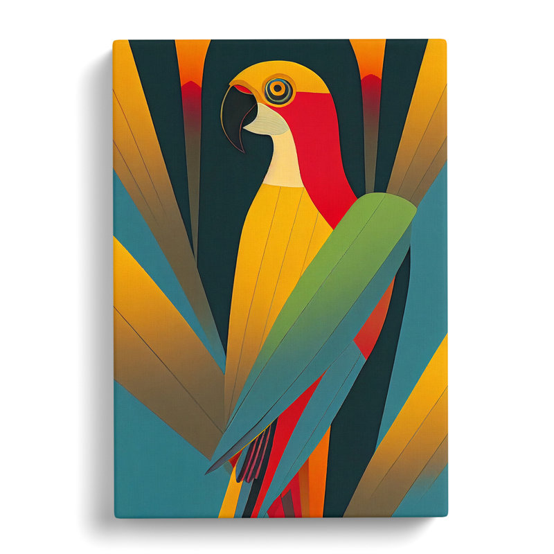 CAN-V0523-1747X Parrot Art Deco - Wrapped Canvas Print, No frame, 60cm H x 40cm W