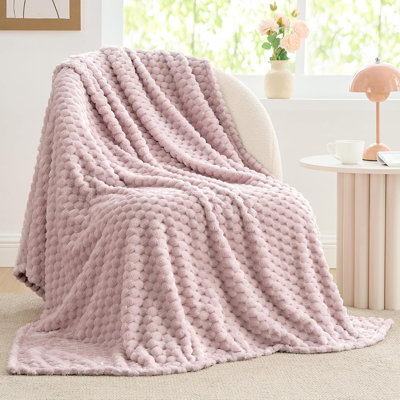 Jeté en molleton pour canapé et lit - couverture beige décorative en jacquard 3D, couverture douce et douillette, douce et confortable, toutes saisons, 50 x 60 pouces
