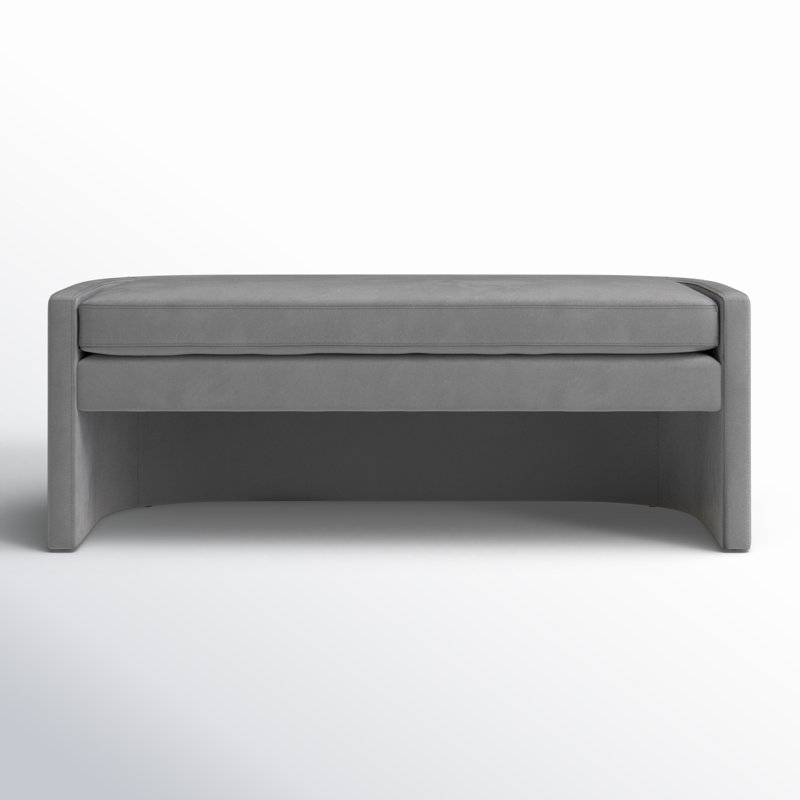 Toni Velvet Upholstered Bench, Slate Gray