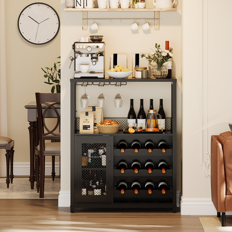 Bar à vin avec porte-bouteilles, porte-verres et porte en filet
