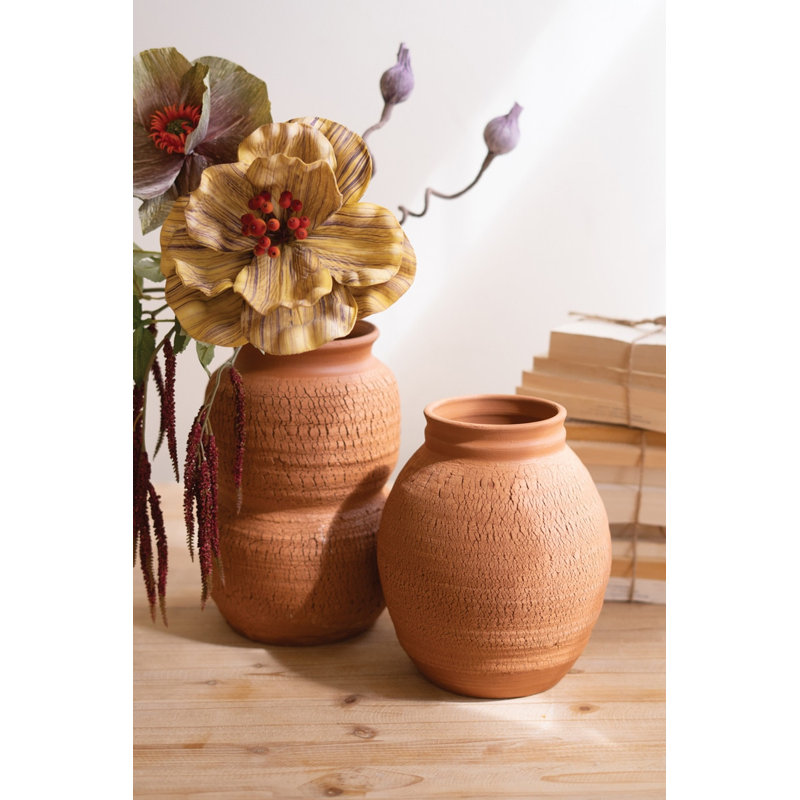 Ensemble de 2 vases décoratifs en terre cuite Kalalou - H 11 po