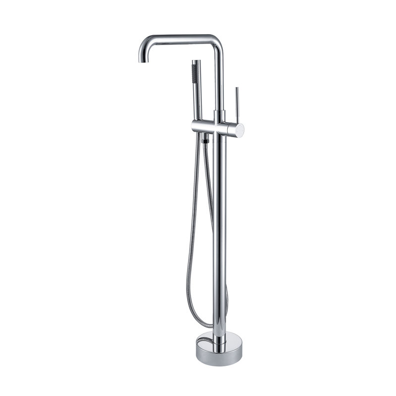 Freestanding Bathtub Faucet With Hand Shower - Finish. Two Handles, Manual Bathroom Faucet. Robust Metal Made. Full Body Spray For Effective Hygiene. Fashionable And Simple Appearance. 6.17 In Width,