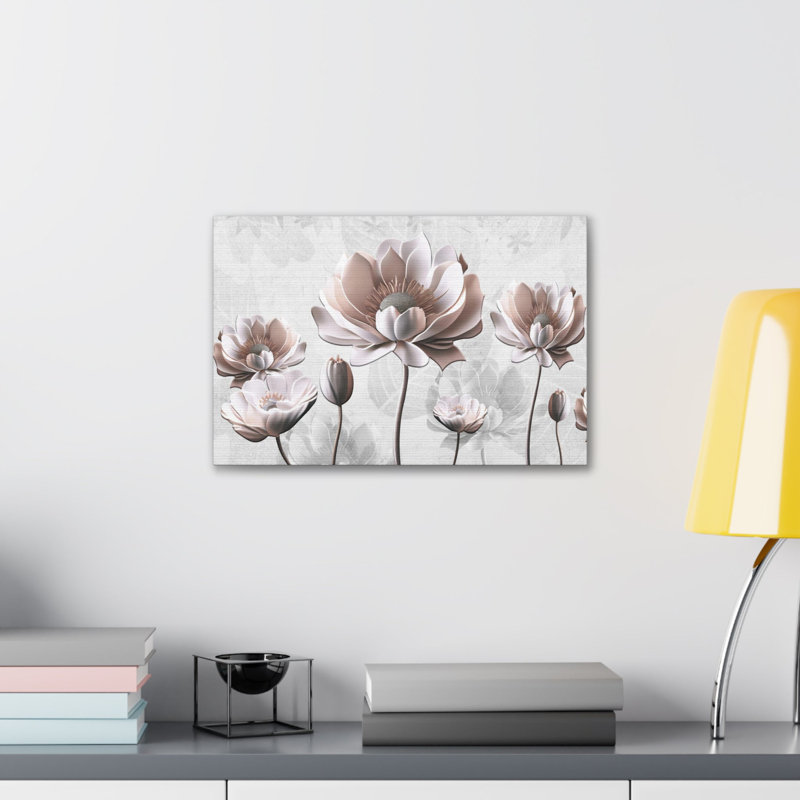 Simple, peinture florale 3D, art mural sur toile, H 24 po x l 30 po
