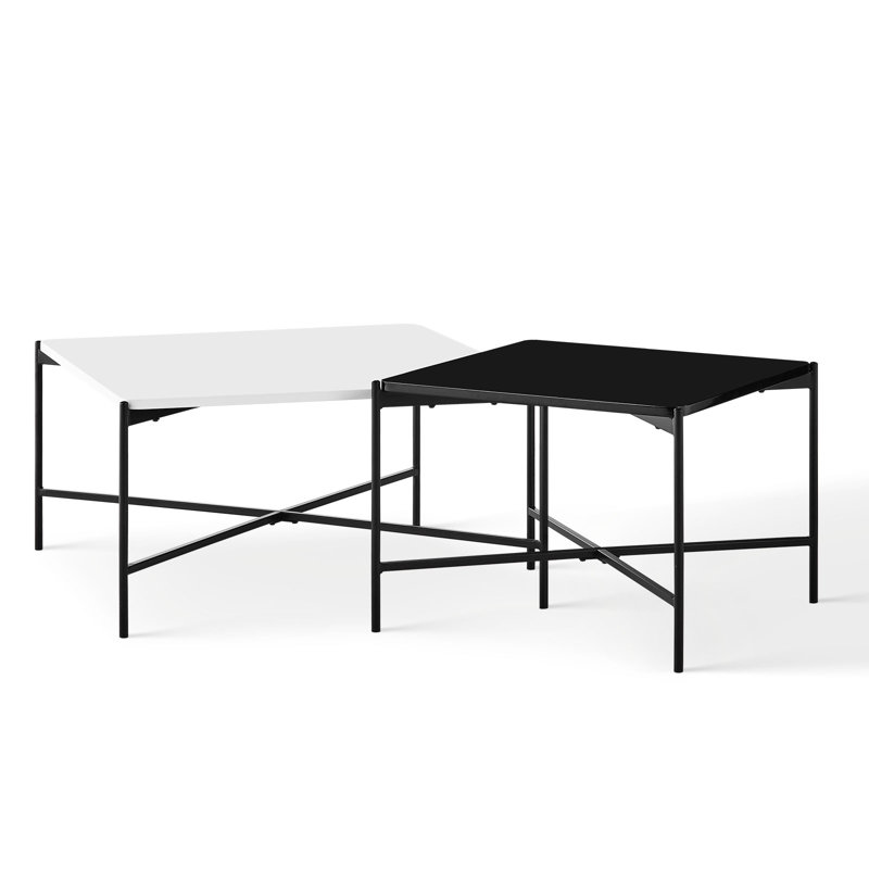 Coffee Table with Storage, White/Black