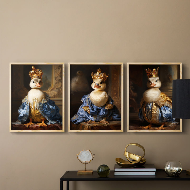 Série royale d'animaux LXIX - ensemble de 3 estampes numériques encadrées - prêt à être accroché, H 10 po x l 8 po