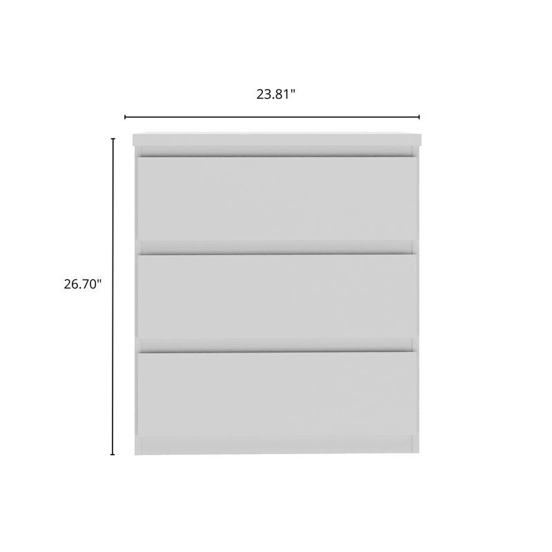 3- Drawer Modern Nightstand, White