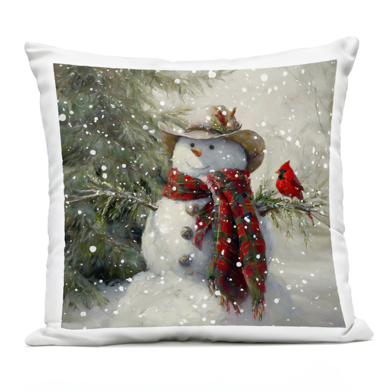 Coussin Cowboy Snowman & Cardinal, imprimé par Tina LeCour, 18 x 7 x 18
