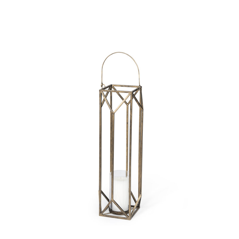 Metal Tabletop Lantern, 29.72" H x 8.26" W x 8.26" D