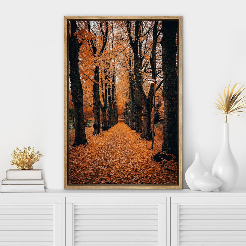 Automne automne «Orange Autumn Garden Path Nature Forest Trees» sur, H 24 po x l 16 po, Cadre flottant naturel