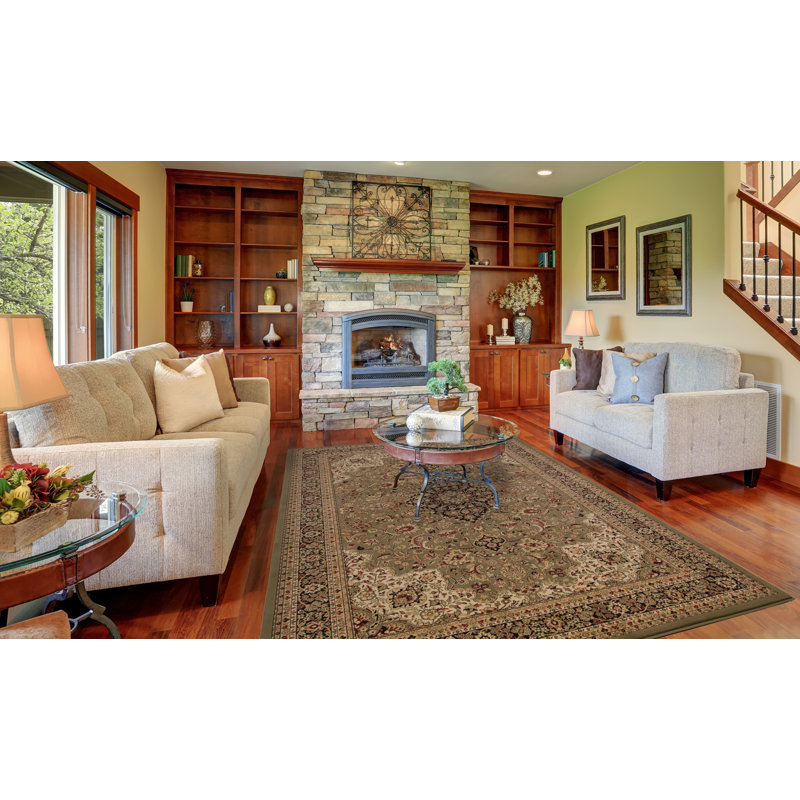 Black Medallion Synthetic Easy Care Stain-resistant Area Rug