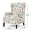 Fauteuil inclinable blanc + multi (floral) avec dossier à oreilles et garniture cloutée-1932972746