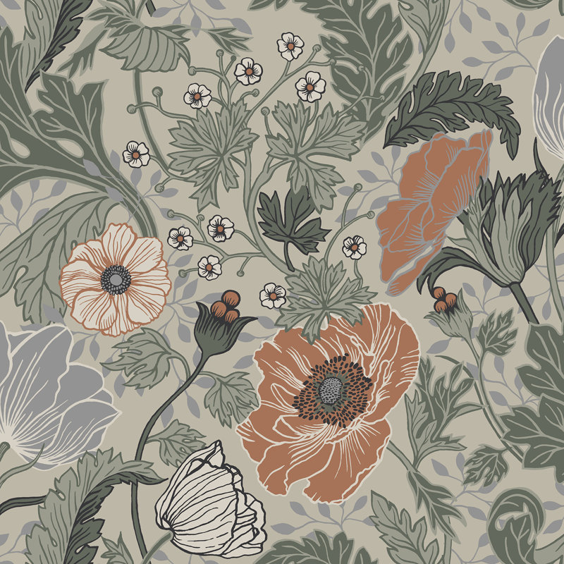 Rouleau de fleurs Mackenzie, Gris